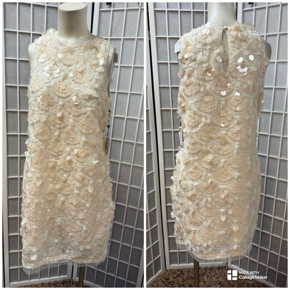 Laundry, Woman,Dress Formal,Wedding,Cream,Sz 6,Sleeveless,Knee Length,Button.! - Picture 2 of 13
